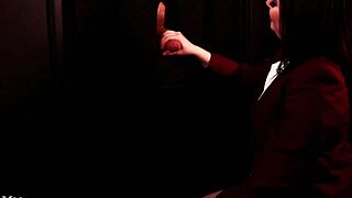 overwhelmed with desire as young student in lingerie gets cum-covered at gloryhole with neighbor