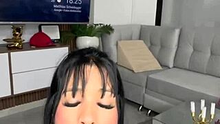 beautiful latina brunette plays with big dildos on her ass