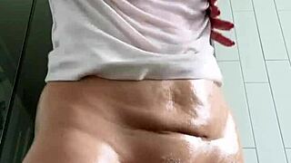 Baby oil wet t-shirt play on pussy?