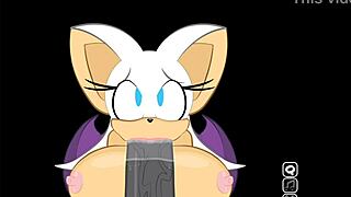 Rouge just can't resist interrupting Shadow to suggestively handle that big monster cock in the game scene.