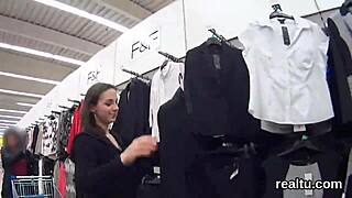 luscious czech chick gets teased in hypermarket and nailed in pov