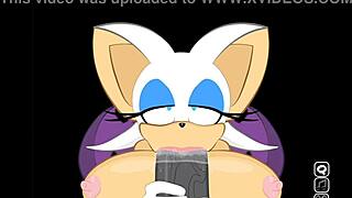 Rouge just can't resist interrupting Shadow to suggestively handle that big monster cock in the game scene.