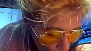 cheating blonde sucks cock in public and gets a facial midday