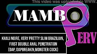 Oh wow, Khali Noire's slim Brazilian body takes double anal from monster cocks!