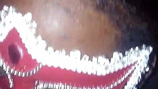 She's sucking big dick sloppy while twerking her ass.