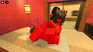 Demon girl seduces with hot oiled body in sauna. Intense sex follows.