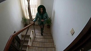 The slutty mature latina milf sucked cock in leggings, getting slapped and orgasming.