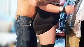 Neighbor Surprises Babe Dressing as Prostitute, Licks Ass, Gets Blowjob