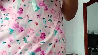 Look at my innocent colleague modeling in sexy pink pajamas