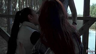 Young teens suck him together on vacation threesome