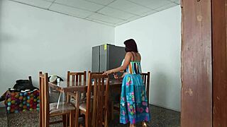 The sinful maid began spreading her pretty pussy open for uncle domination in homemade fetish play