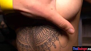 Hot Half Asian Chick Everlin Shows Tattoos While Being Fucked