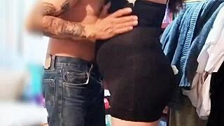 Neighbor Surprises Babe Dressing as Prostitute, Licks Ass, Gets Blowjob