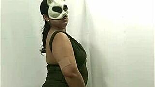 latina getting ready for social network livestream in dress