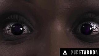 Pure Taboo's possessed housewife August Skye drains a local boy in a taboo threesome with spitting and cum on tits.