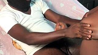 Ebony Milf Gives Sloppy Handjob to Massive BBC
