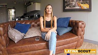 Skinny 18yo Latina’s lingerie shoot becomes rough POV cowgirl banging