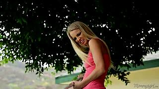 As a busty milf, I orgasm with blonde gardener in nature