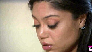 The bald guy screws small titted brunette babe in vintage style