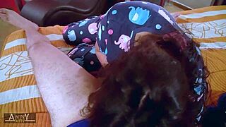 stepsister sneaks in at night, gets fucked hard and cums on tits