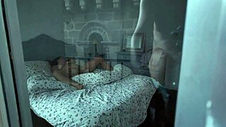 my stepmom left the door open showing her hairy big pussy lips in bedroom