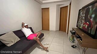 Hey, my husband left for the game, so I had some fun with my friend. Hotwife gets anal creampie in lingerie! 😏