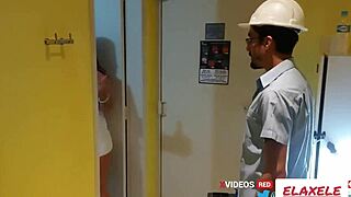 My husband traveled, so I paid the plumber with my pussy for fixing the shower.