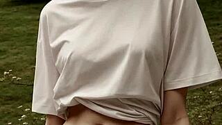 lingerie models posing barefoot under cherry blossom trees