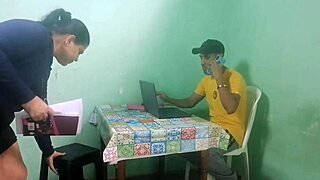 Why is stepmother getting fucked by stepson in husbands office? European chubby whore assfucking ass licking homemade.