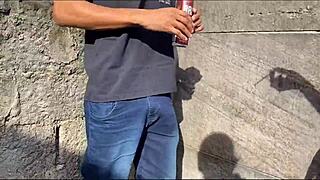 Friend's Big Cock Bareback In Backyard