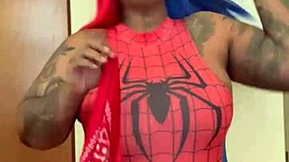 Spider girl shabrim cosplay features costumes and striptease until 28