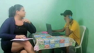 Why is stepmother getting fucked by stepson in husbands office? European chubby whore assfucking ass licking homemade.