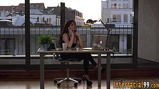 Maid toyed with big cock in interracial pov blowjob