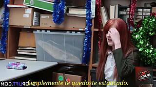 redhead thief gets blowjob and hardcore fucking with spanish subtitles