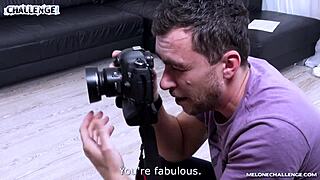 newcomer nervous in front of mea melone 😳, but she strips anyway!