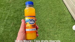 Brunette Fucks Her Pussy With Bottle And Sucks Huge Cock