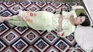 Indian stepsister caught watching porn on mobile, stepbrother pounds her hard with Hindi audio