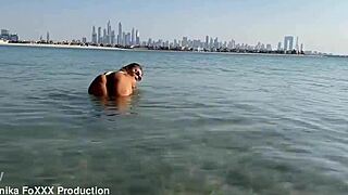 monika fox swims naked on california beach