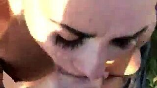 perfect blowjob from submissive girlfriend with deepthroat and cum