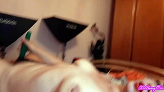 Teen brunette with big natural tits orgasms from hairy pussy play in pov close up. European beaver close up intensifies the pleasure.