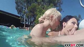 Best Friends Enjoy A Pool Party With Petite Amateurs
