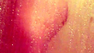 Shy girl bathing in shower