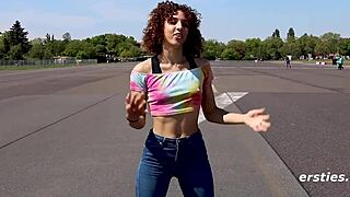 Juli from Berlin sensually masturbates with hands and glass dildo