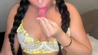 A young british teen plays solo with toys on webcam in pov dildo action