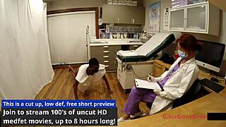 I felt the nurse tickle my shaved pussy during the tanned physical