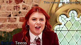 British redhead student tells you how to wank and cum for her
