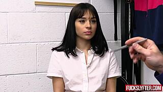 Repressed thief hiding a perfume bottle in a drawer