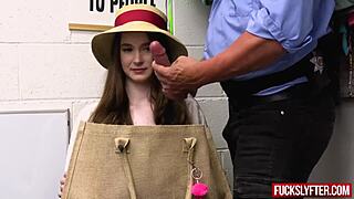 hey, summer break shoplifting turns into hardcore fucking with petite brunette at work