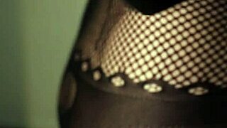 Wow, Hot Milf In Fishnets Shows Hairy Pussy!