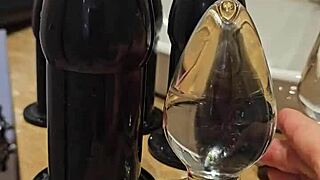 Large sextoy anal fuck with huge buttplug in solo fetish orgasm